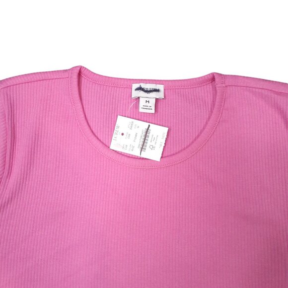 J.Crew Pink Ribbed Short Sleeve Shirt Womens Medium Cotton/Polyester - Picture 3 of 10